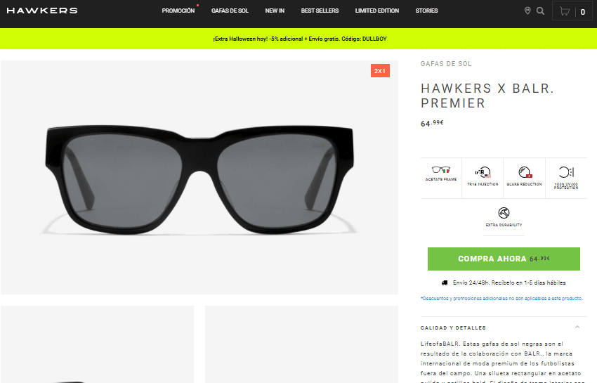 ficha de producto gafas hawkers