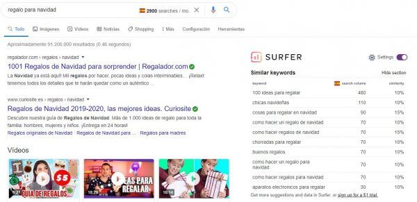 keyword research keyword surfer