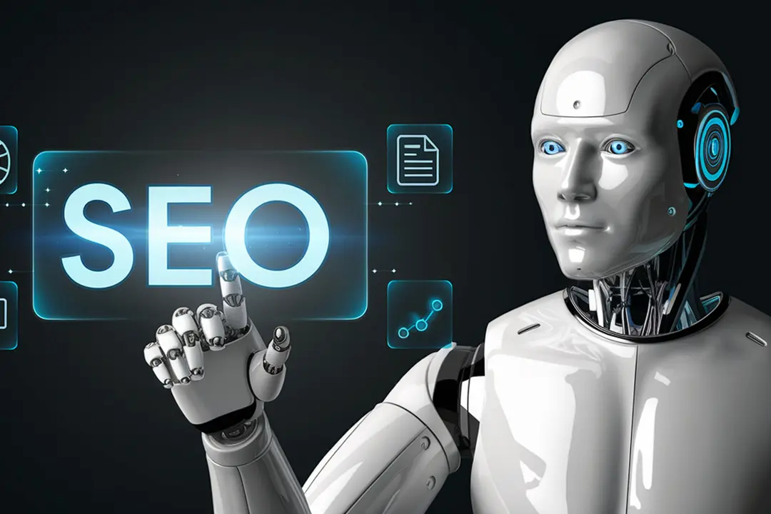 robot interactuando con el seo