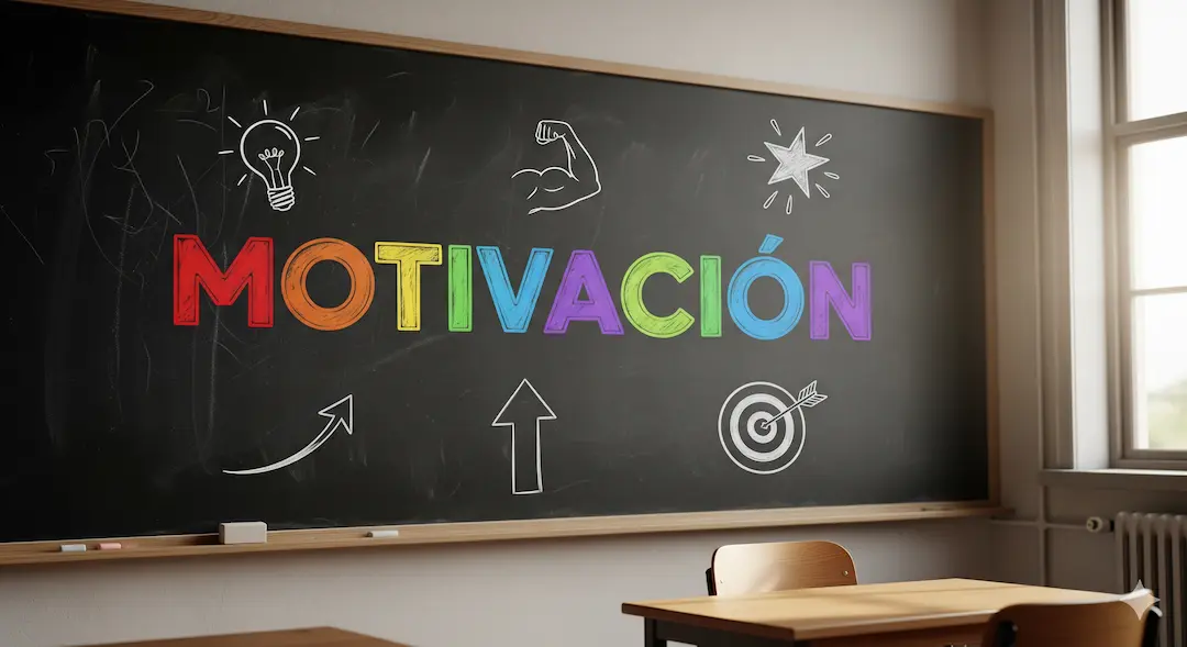 motivacion escrito en la pizarra para impulsar la formacion continua